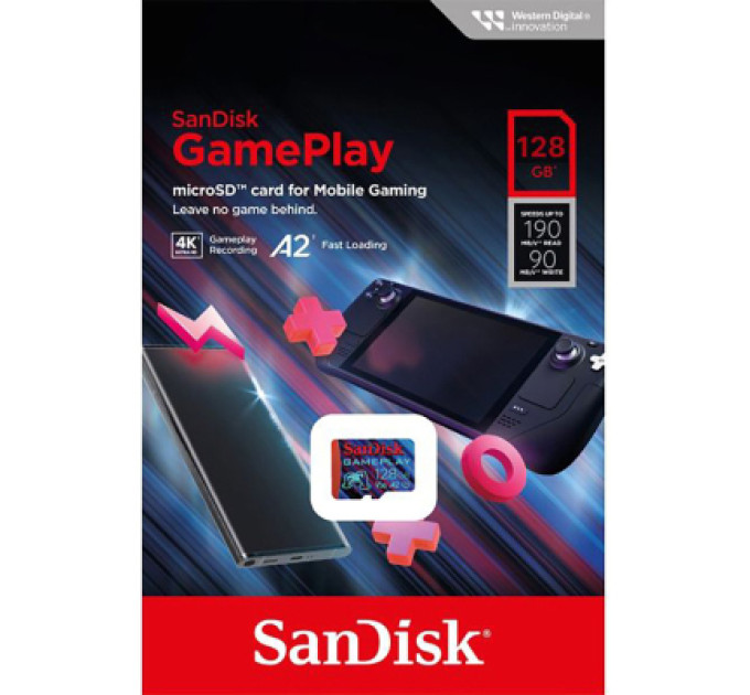 SanDisk Карта пам'яті SanDisk 128GB microSD class 10 UHS-I U3 V30 A2 GamePlay (SDSQXAA-128G-GN6XN)