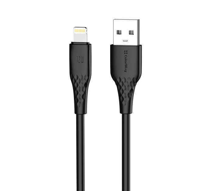 ColorWay Кабель ColorWay USB - Lightning (M/M), textured PVC, 3А, 1 м, Black (CW-CBUL094-BK)