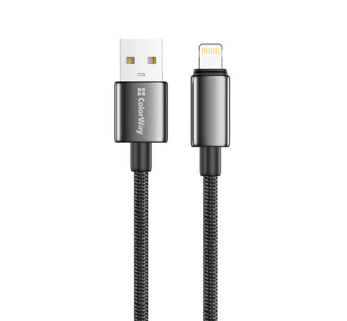 ColorWay Кабель ColorWay USB - Lightning (M/M), zinc alloy braided, 3А, 2 м, Black (CW-CBUL099-BK)