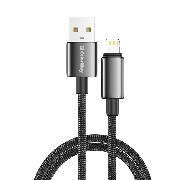 ColorWay Кабель ColorWay USB - Lightning (M/M), zinc alloy braided, 3А, 2 м, Black (CW-CBUL099-BK)