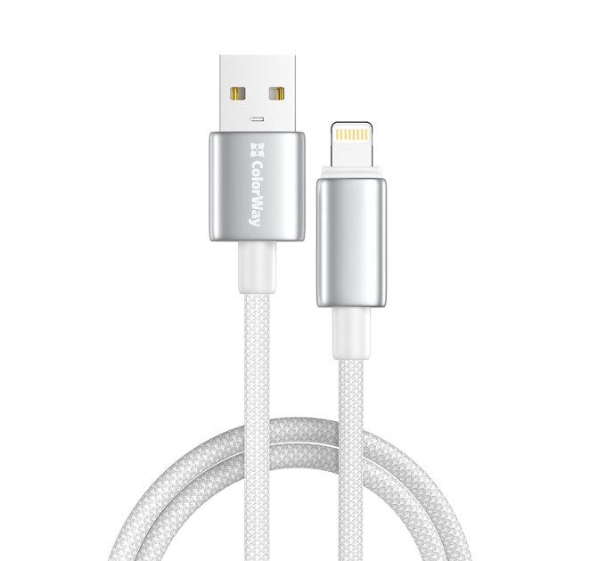 ColorWay Кабель ColorWay USB - Lightning (M/M), zinc alloy braided, 3А, 2 м, White (CW-CBUL099-WT)