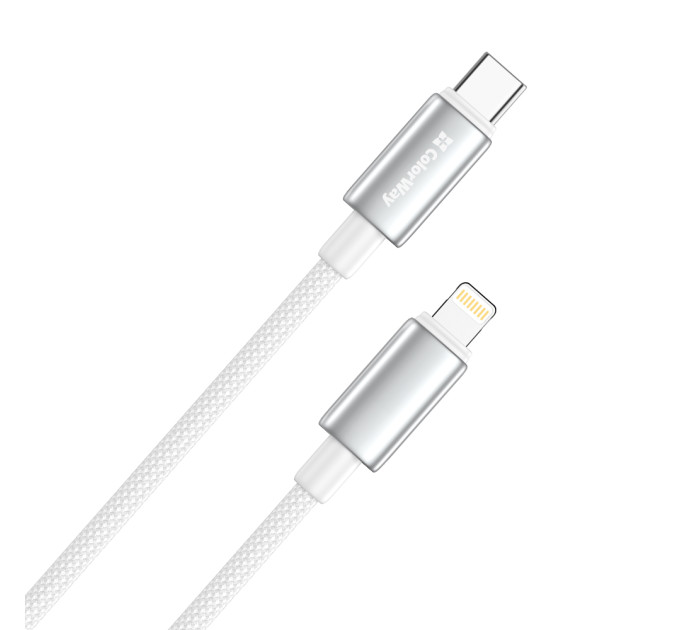 ColorWay Кабель ColorWay USB Type-C - Lightning (M/M), zinc alloy braided, 3А, 1 м, White (CW-CBPDCL098-WT)