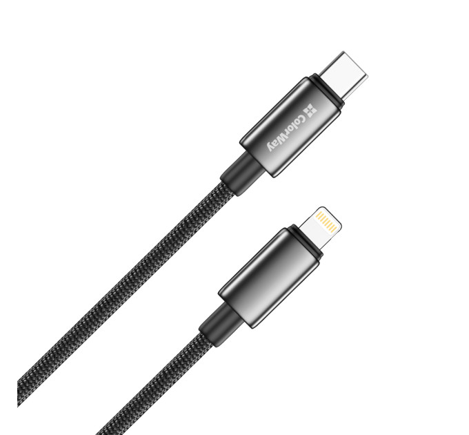 ColorWay Кабель ColorWay USB Type-C - Lightning (M/M), zinc alloy braided, 3А, 2 м, Black (CW-CBPDCL099-BK)