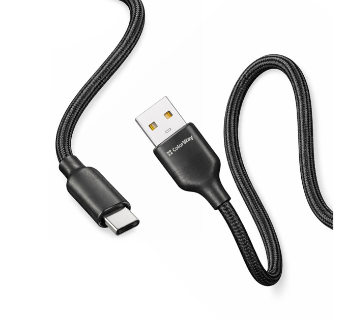 ColorWay Кабель ColorWay USB - USB Type-C (M/M), TPE embossed, 3А, 1 м, Black (CW-CBUC101-BK)