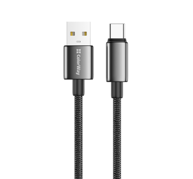 ColorWay Кабель ColorWay USB - USB Type-C (M/M), zinc alloy braided, 3А, 2 м, Black (CW-CBUC099-BK)