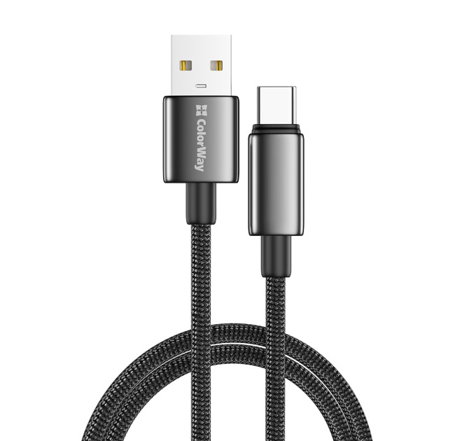ColorWay Кабель ColorWay USB - USB Type-C (M/M), zinc alloy braided, 3А, 2 м, Black (CW-CBUC099-BK)