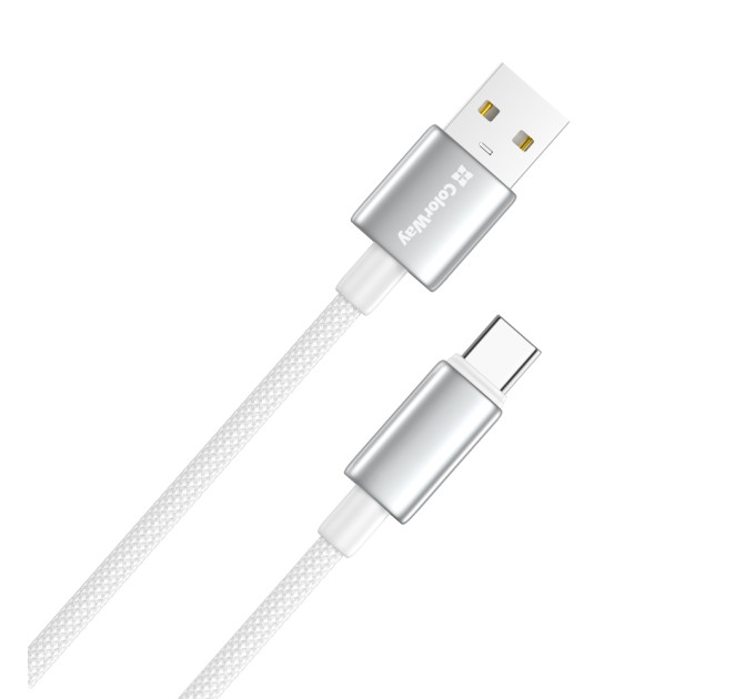 ColorWay Кабель ColorWay USB - USB Type-C (M/M), zinc alloy braided, 3А, 2 м, White (CW-CBUC099-WT)