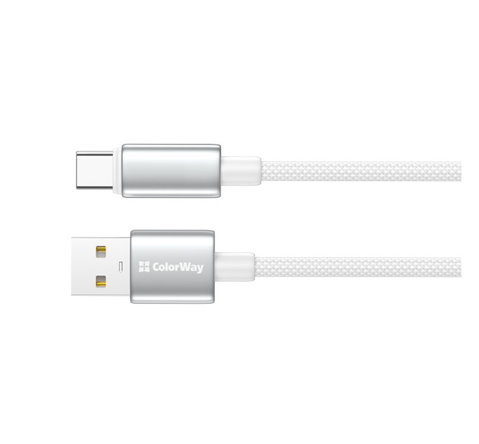 ColorWay Кабель ColorWay USB - USB Type-C (M/M), zinc alloy braided, 3А, 2 м, White (CW-CBUC099-WT)