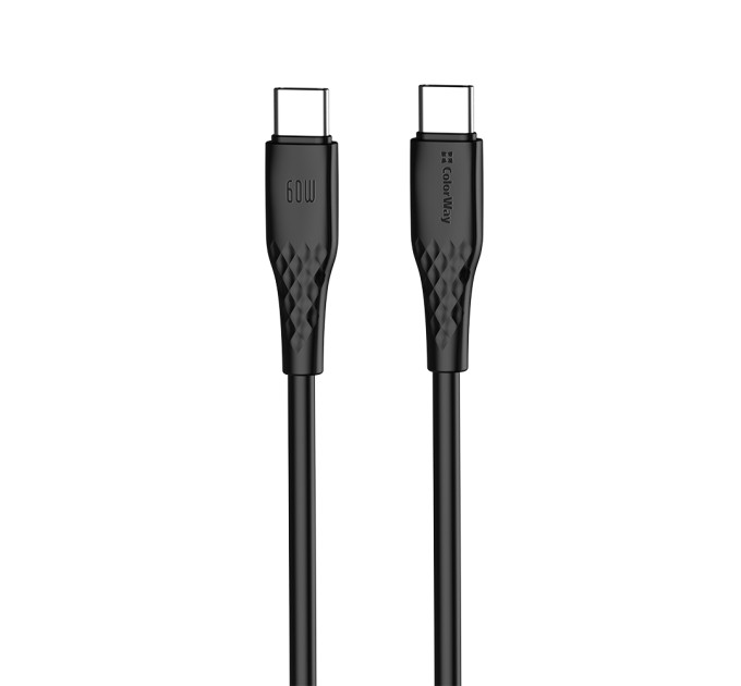 ColorWay Кабель ColorWay USB Type-C - USB Type-C (M/M), textured PVC, 3А, 1 м, Black (CW-CBPDCC094-BK)