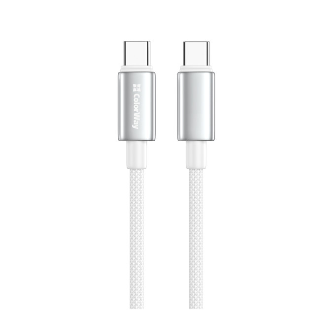 ColorWay Кабель ColorWay USB Type-C - USB Type-C (M/M), zinc alloy braided, 5А, 2 м, White (CW-CBPDCC099-WT)