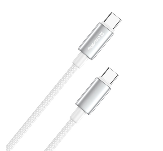 ColorWay Кабель ColorWay USB Type-C - USB Type-C (M/M), zinc alloy braided, 5А, 2 м, White (CW-CBPDCC099-WT)