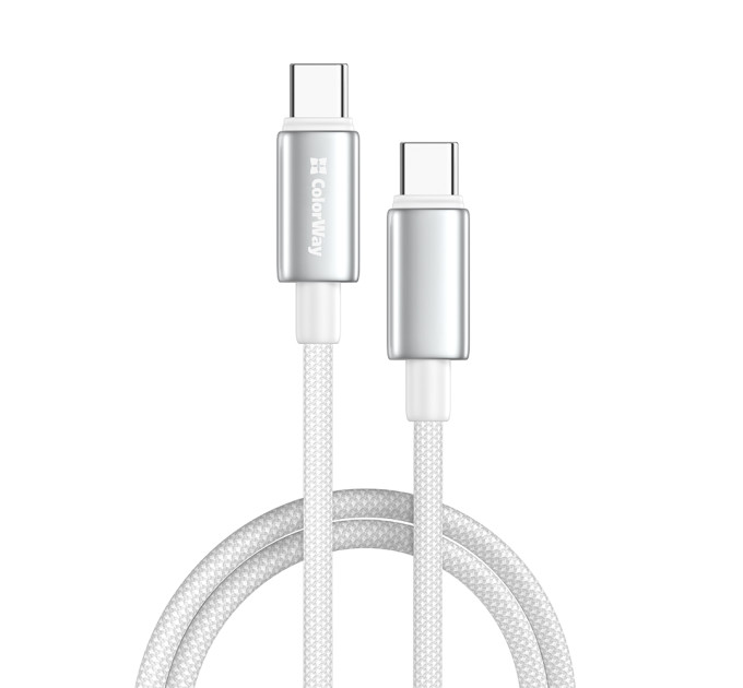 ColorWay Кабель ColorWay USB Type-C - USB Type-C (M/M), zinc alloy braided, 5А, 2 м, White (CW-CBPDCC099-WT)