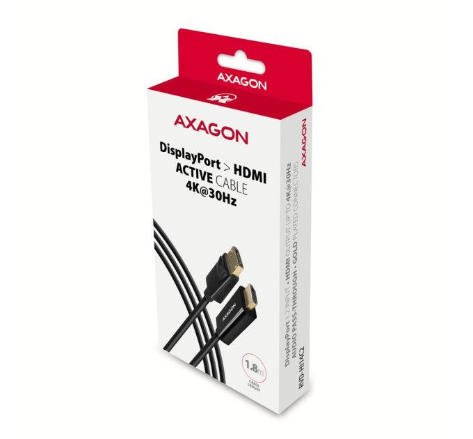 AXAGON Кабель AXAGON RVD-HI14C2 HDMI-DisplayPort, 1.8m, 4K/30Hz, чорний