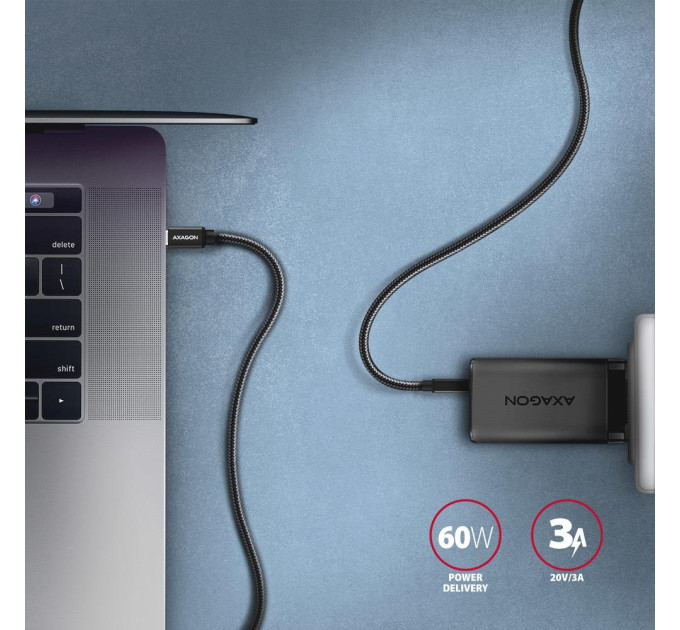 AXAGON Кабель AXAGON BUCM3-CM10AB USB-C-USB-C 3.2 Gen 1, 1m, PD 60W, 3A, чорний