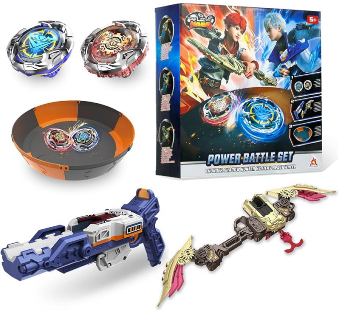 Infinity Nado Набір Infinity Nado VII Power Battle Set Громовий Мисливець Тіней і Вогняне Колесо Вибуху (Thunder Shadow Hunter vs Fiery Blast Wheel)