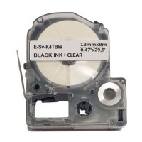 Стрічка для принтера етикеток UKRMARK E-Sv-LK4TBW, 12мм х 9м, black on transparent, сумісна з LK-4TBW (900493)
