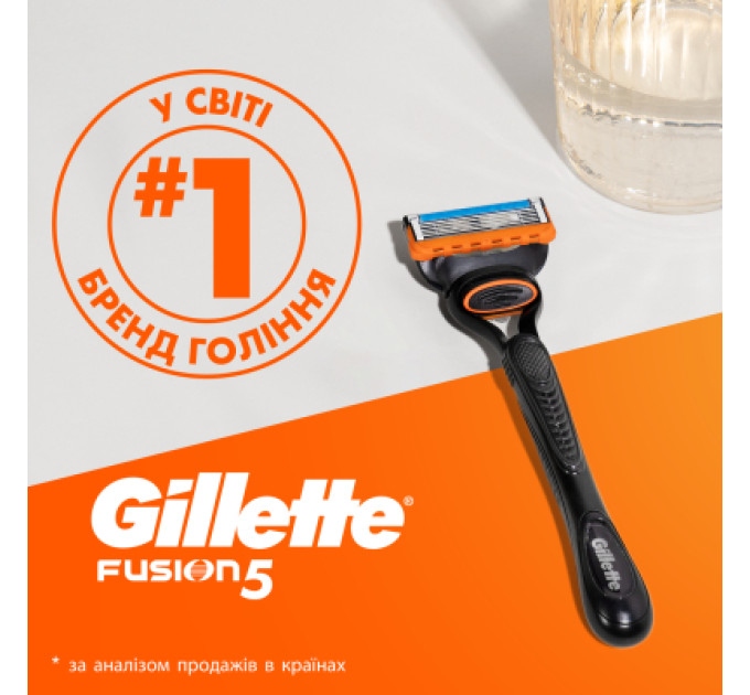 Gillette Набір косметики Gillette Fusion5 Станок для гоління чоловічий (бритва) з 1 змінним картриджем + Гель для гоління 200 мл (8700216534048)