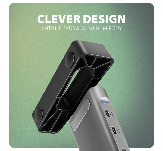 AXAGON Хаб концентратор AXAGON HMC-10HLS USB-C 5Гбіт/с 9in1 hub, сірий