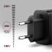 AXAGON Мережевий зарядний пристрій з дисплеєм AXAGON ACU-PQ67D, 2x port (USB + USB-C), PD3.0/QC4+/PPS/Apple, 67W, сірий
