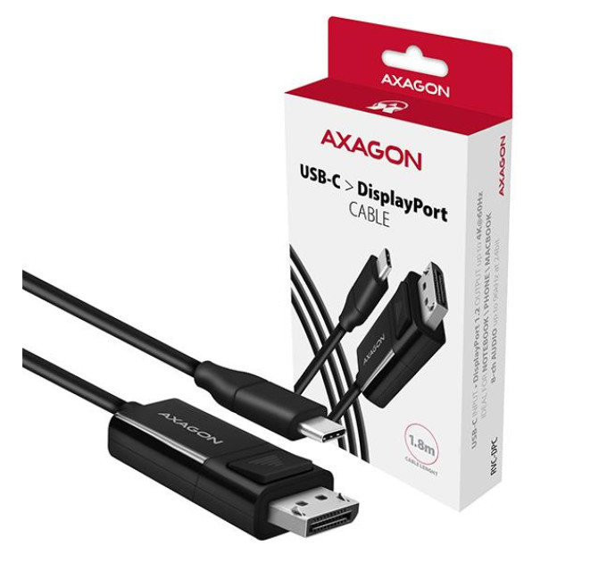 AXAGON Кабель AXAGON RVC-DPC USB-C-DisplayPort, 1.8m, 4K/60Hz, чорний