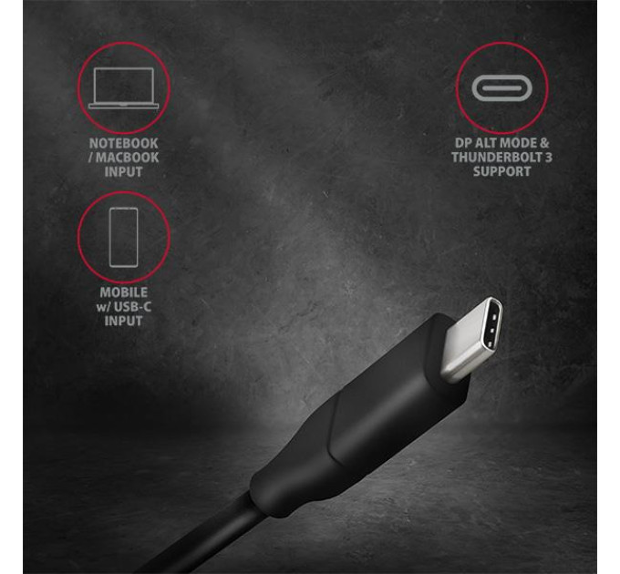 AXAGON Кабель AXAGON RVC-DPC USB-C-DisplayPort, 1.8m, 4K/60Hz, чорний
