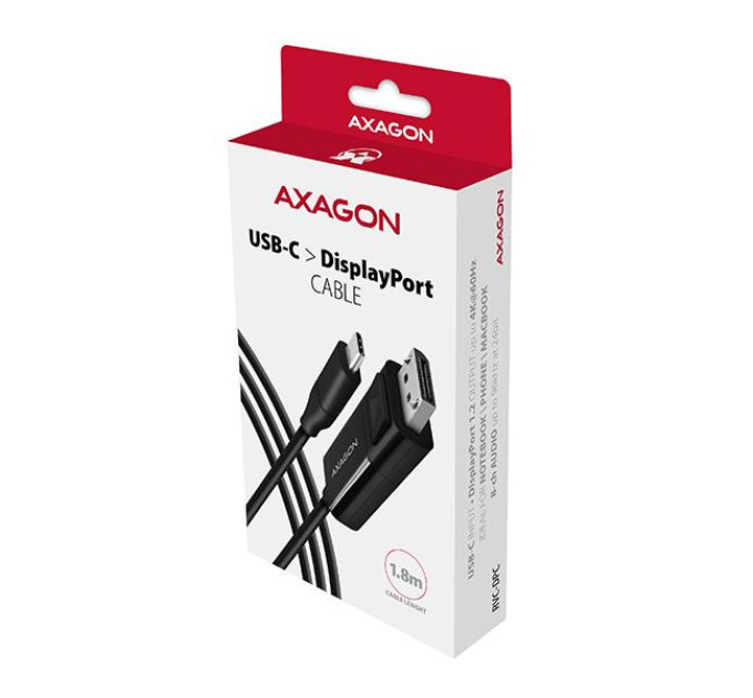 AXAGON Кабель AXAGON RVC-DPC USB-C-DisplayPort, 1.8m, 4K/60Hz, чорний
