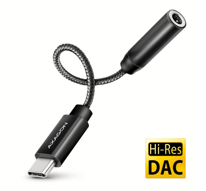AXAGON Адаптер AXAGON ADA-HC USB-C to Mini-Jack 3.5 mm HI-RES DAC, чорний