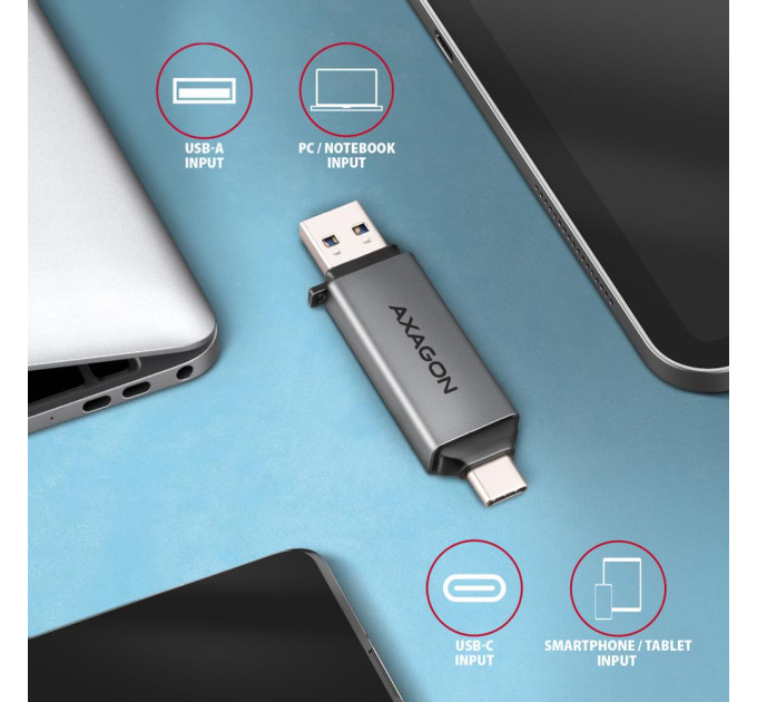 AXAGON Кардрідер AXAGON CRE-DAC SuperSpeed USB-C + USB-A card reader
