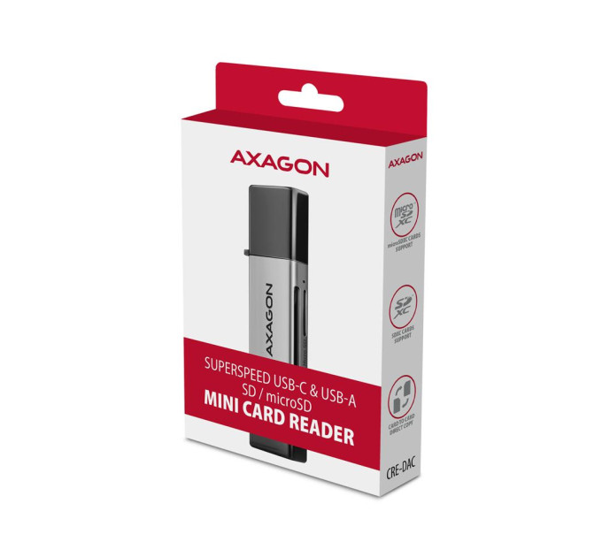 AXAGON Кардрідер AXAGON CRE-DAC SuperSpeed USB-C + USB-A card reader