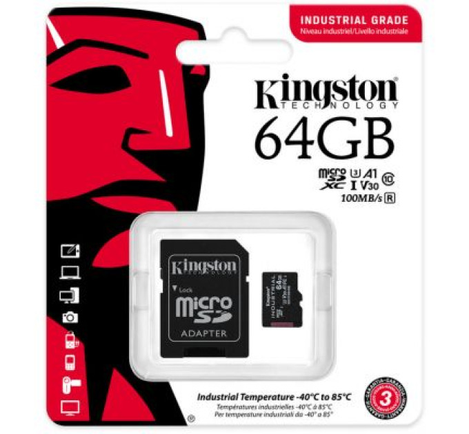 Kingston Карта пам'яті Kingston 64GB microSDXC class 10 UHS-I V30 A1 (SDCIT2/64GB)