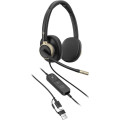 Poly Гарнітура комп'ютерна стерео On-ear HP Poly Mission 825, USB-A, USB-C, 4 x Uni-mic, ANC, Beamforming, AI noise cancelling, Teams, Zoom, Google Meet, чорний
