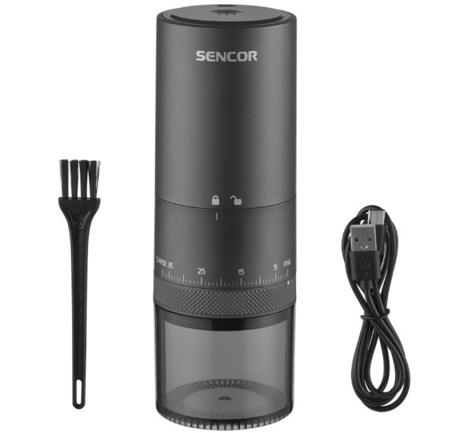 Sencor Кавомолка Sencor роторна безпровідна, об'єм зерен-25г, пластик, USB, чорний