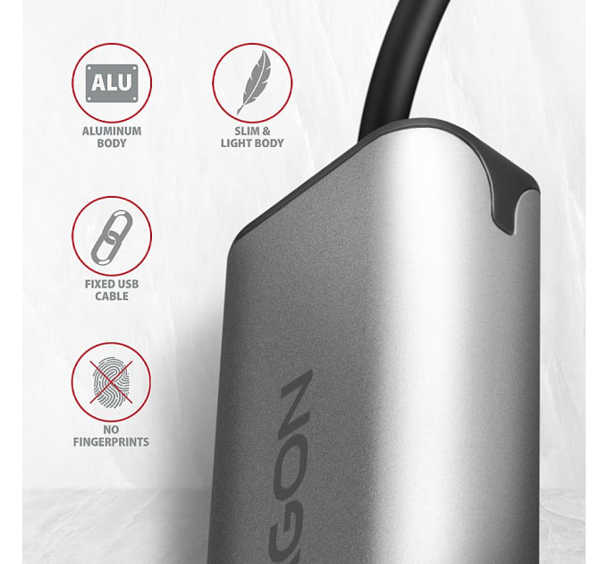AXAGON Мережевий адаптер AXAGON ADE-25RC SuperSpeed USB-C 2.5 gigabit, сірий