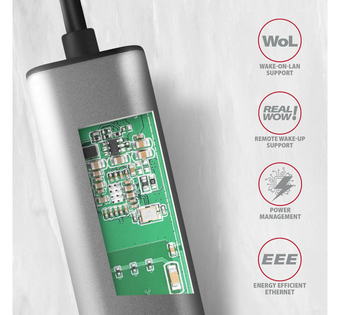 AXAGON Мережевий адаптер AXAGON ADE-25RC SuperSpeed USB-C 2.5 gigabit, сірий