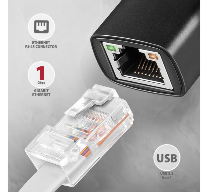 AXAGON Мережевий адаптер AXAGON ADE-ARC USB-C 1 gigabit, чорний