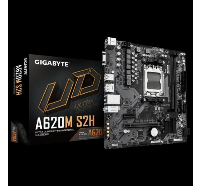 Gigabyte components Материнська плата GIGABYTE A620M S2H sAM5 A620 2xDDR5 M.2 HDMI DP D-Sub mATX