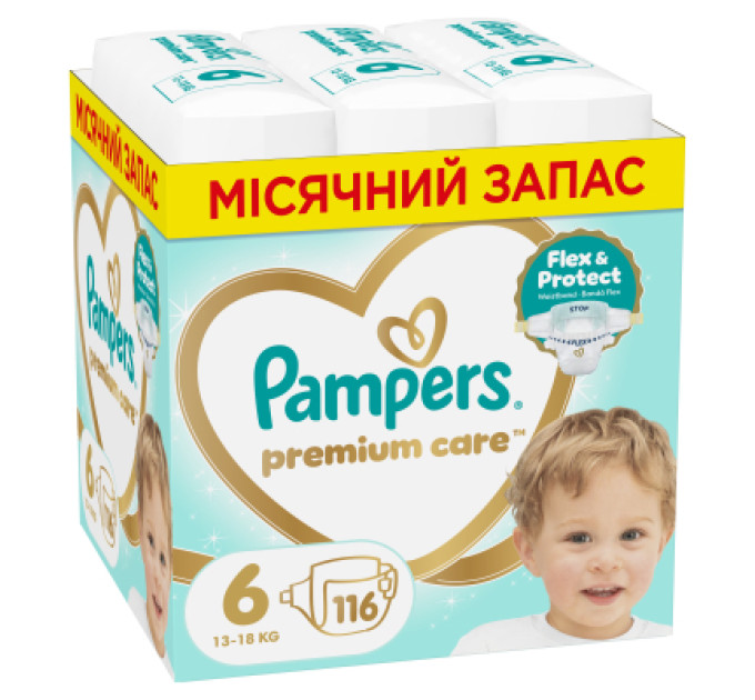 Pampers Підгузки Pampers Premium Care Розмір 6 (13-18 кг) 116 шт (8006530223744)