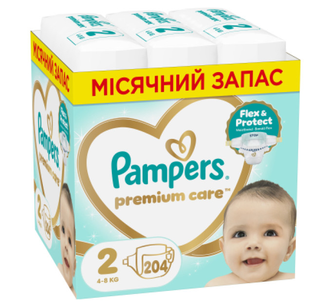 Pampers Підгузки Pampers Premium Care Розмір 2 (4-8 кг) 204 шт (8006530223669)