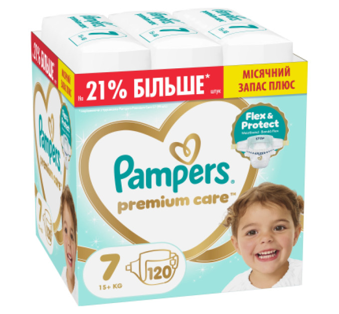 Pampers Підгузки Pampers Premium Care Розмір 7 (15+ кг) 120 шт (8006530223638)