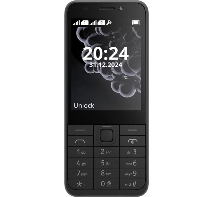 Nokia Мобильный телефон Nokia 230 2024 Dual Sim Black; 2.8" (320х240) TN / кнопочный моноблок / Unisoc 6531F / ОЗУ 8 МБ / 16 МБ встроенной + microSD до 32 ГБ / камера 2 Мп + 2 Мп / 2G (GSM) / Bluetooth / ОС Nokia Series 30+ / 124.6x53.4x10.9 мм / 145