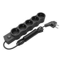 Подовжувач блоковий (PP) Electrum 5 розеток 3 м з вимикачем та заземленням Black (C-ES-1548)