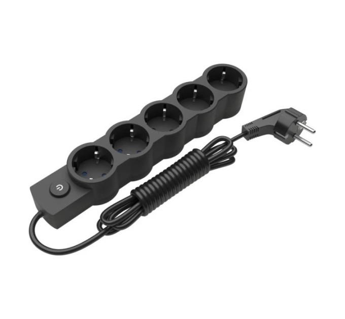 Electrum Подовжувач блоковий (PP) Electrum 5 розеток 3 м з вимикачем та заземленням Black (C-ES-1548)