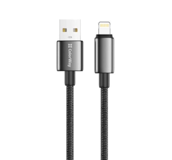 ColorWay Дата кабель USB 2.0 AM to Lightning 1.0m 3A zinc alloy braided black ColorWay (CW-CBUL098-BK)