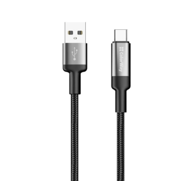 ColorWay Дата кабель USB 2.0 AM to USB-C 2.0m 6A braided wire black ColorWay (CW-CBUC097-BK)