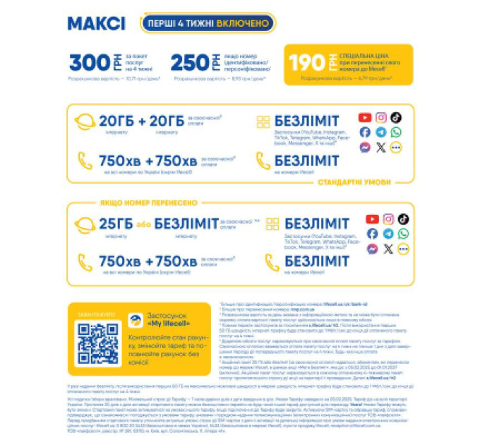 lifecell Стартовий пакет lifecell Максі (міні) (SP-MAXI-MINI)