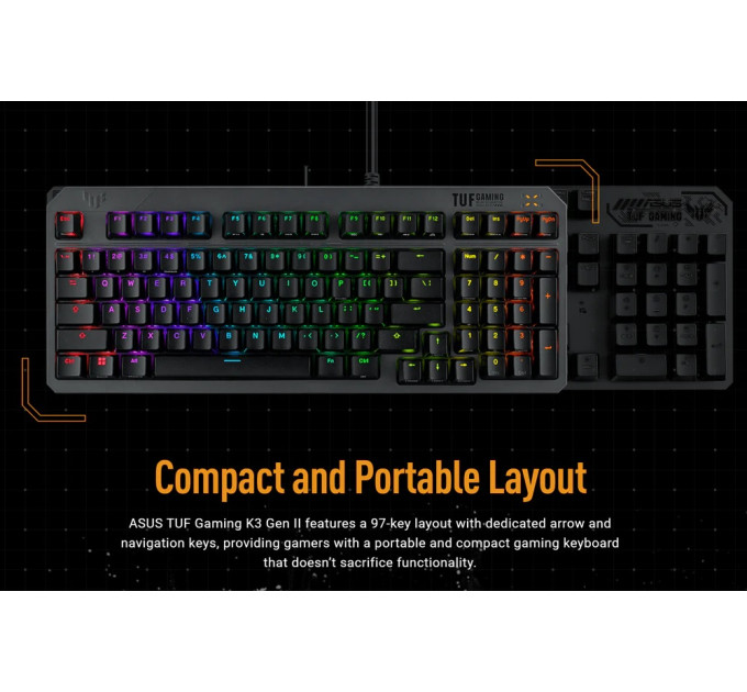 ASUS Клавiатура Asus TUF Gaming K3 Gen II Opti-Mech RGB 97key Switches ABS Black (90MP0390-BKMA00)_promo