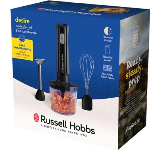 Russell Hobbs Блендер Russell Hobbs Hobbs заглибний Desire Matte Charcoal, 500Вт, чаша-500мл, вінчик, міні-п (27141-56)