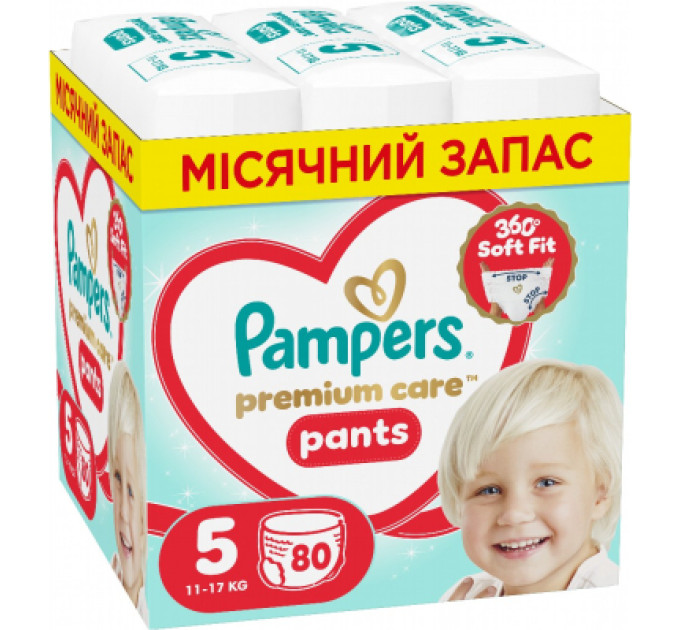 Pampers Підгузки Pampers Premium Care Pants Розмір 5 (11-17 кг) 80 шт (8006530320153)