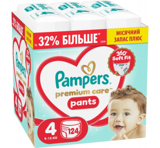 Pampers Підгузки Pampers Premium Care Pants Розмір 4 (9-15 кг) 124 шт (8006530315852)