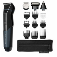 Тример Rowenta X Series 700, для голови, носа, вух і тіла, мережа+акум., роторний мотор, насадок-12, чохол, титан.напил., чорно-синій